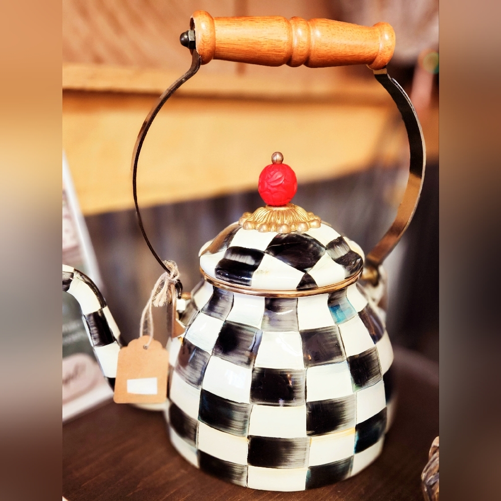 MacKenzie Childs checkered tea pot.